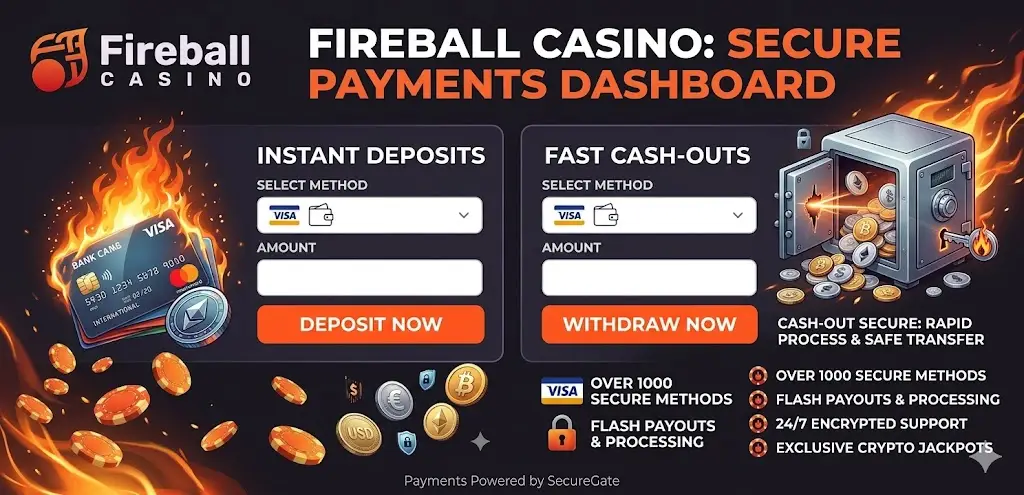 Fireball Casino fizetési módok és kifizetés