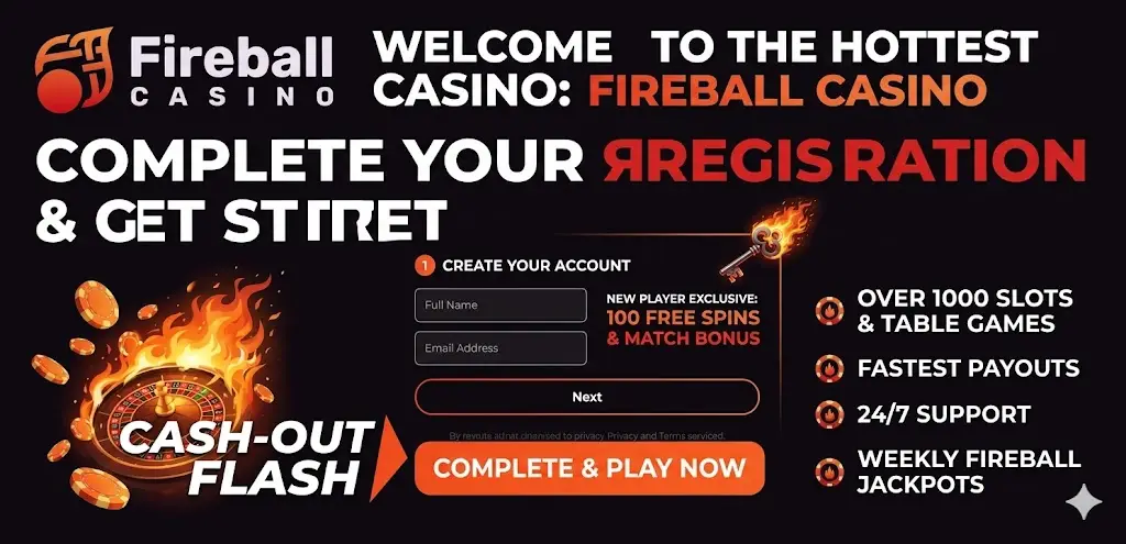 Fireball Casino regisztrációs űrlap